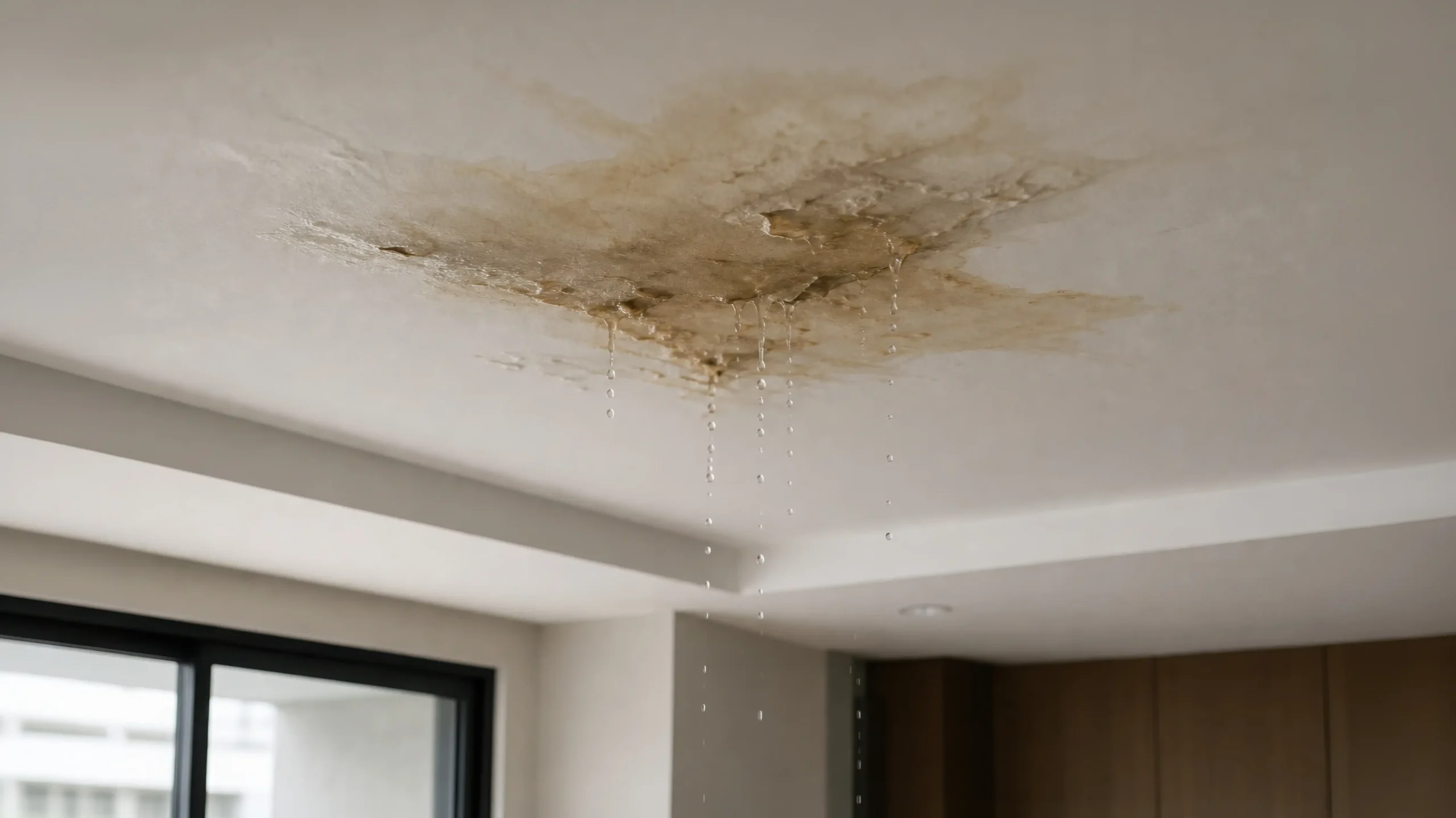 Wasserfleck an der Decke als Anzeichen für Wasserschaden in Lingen